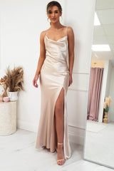 Love Silky Satin Gown | Champagne
