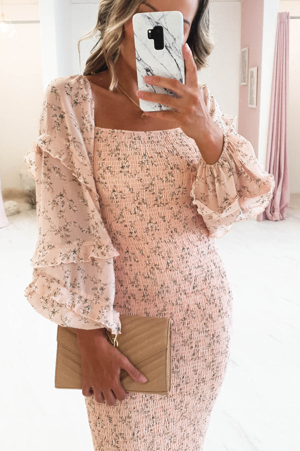 Mercia Midi Dress | Pink Floral Print