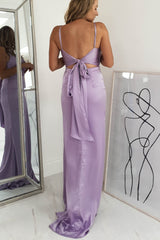 Cassiel Silky Satin Gown | Lilac