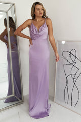 Cassiel Silky Satin Gown | Lilac