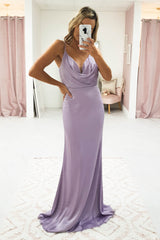Cassiel Silky Satin Gown | Lilac
