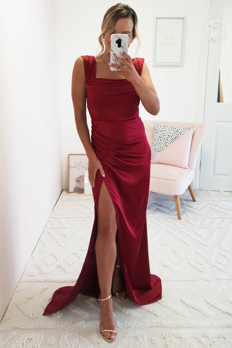 Monica Off The Shoulder Gown | Dark Red