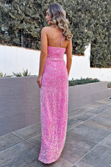 Nalah Halter Neck Iridescent Gown | Pink