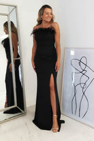 Nalani Feather Detail Gown | Black | Debs & Prom | Formal Gown | Oh Hello Clothing