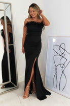 Nalani Feather Detail Gown | Black | Debs & Prom | Formal Gown | Oh Hello Clothing