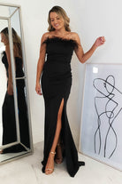 Nalani Feather Detail Gown | Black | Debs & Prom | Formal Gown | Oh Hello Clothing