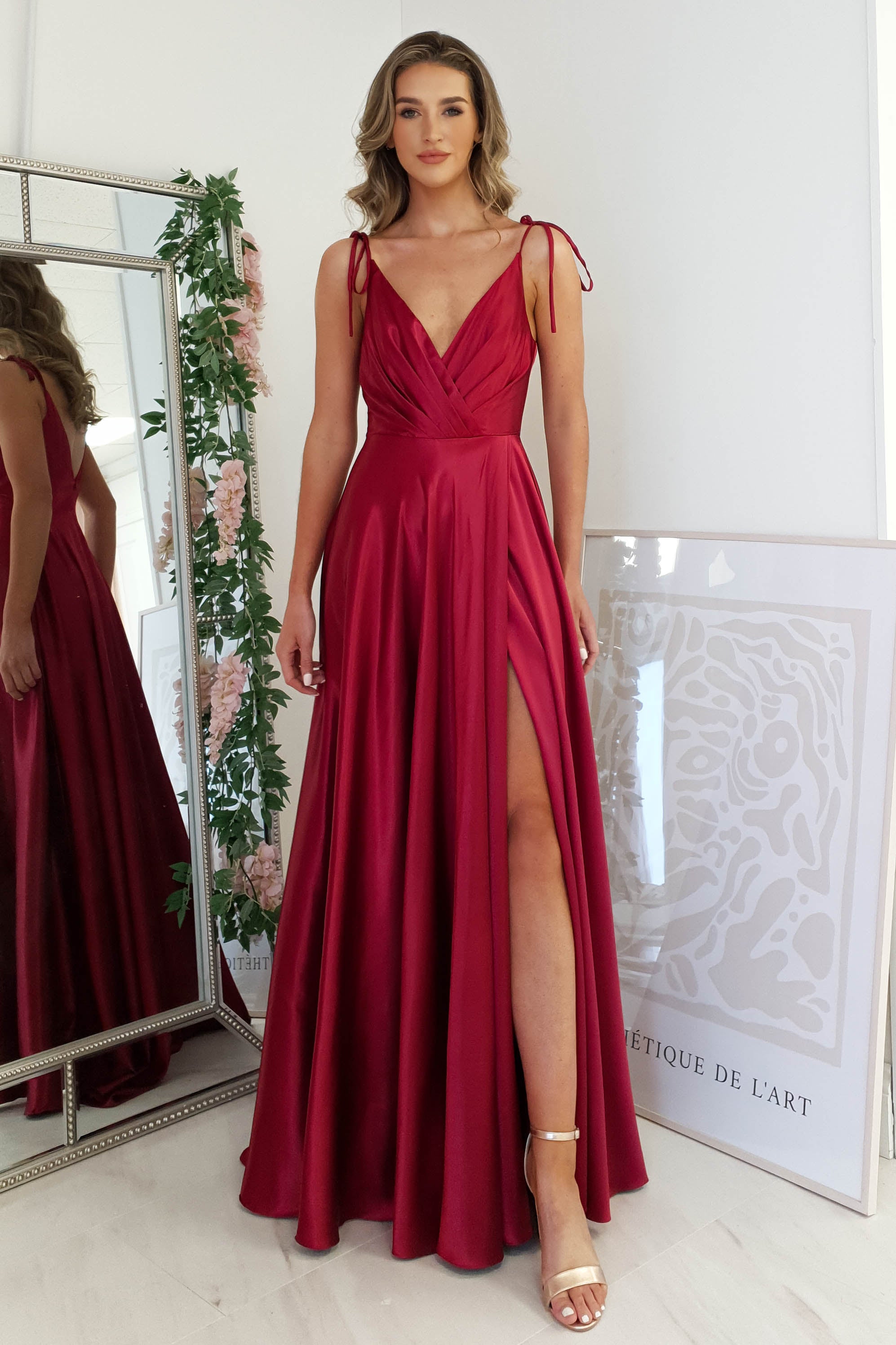 Rio Soft Satin Gown | Burgundy