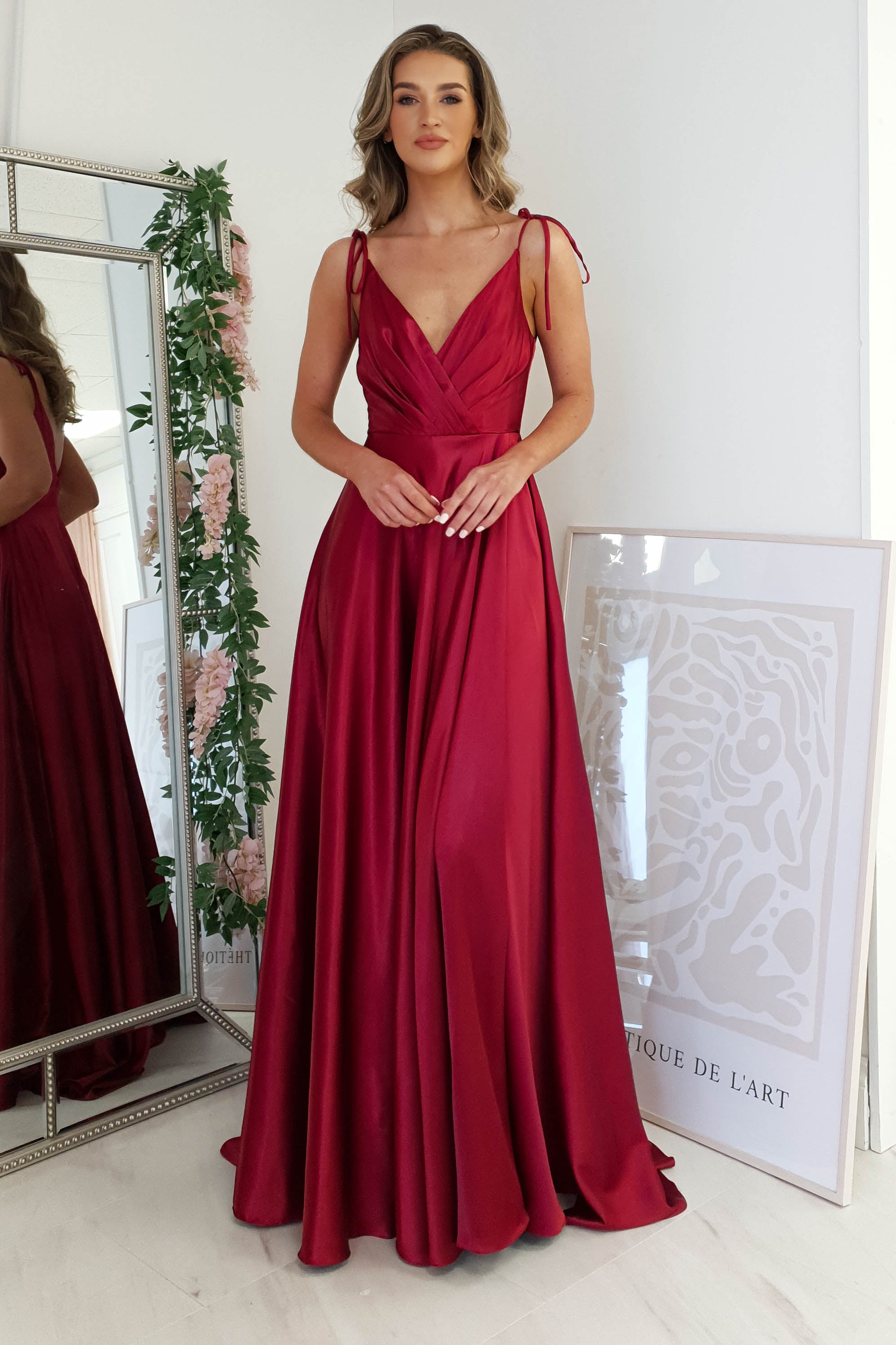 Rio Soft Satin Gown | Burgundy