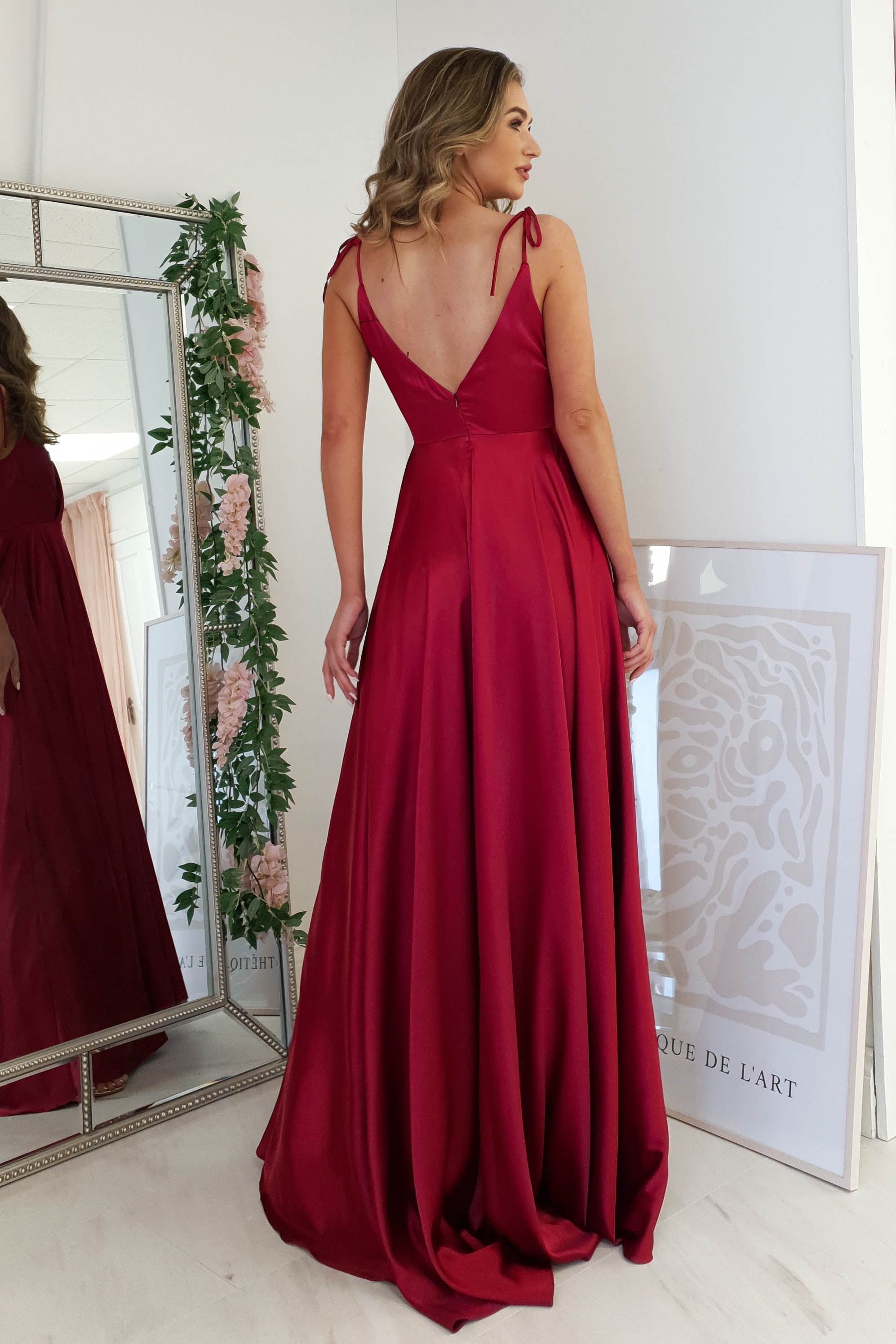 Rio Soft Satin Gown | Burgundy