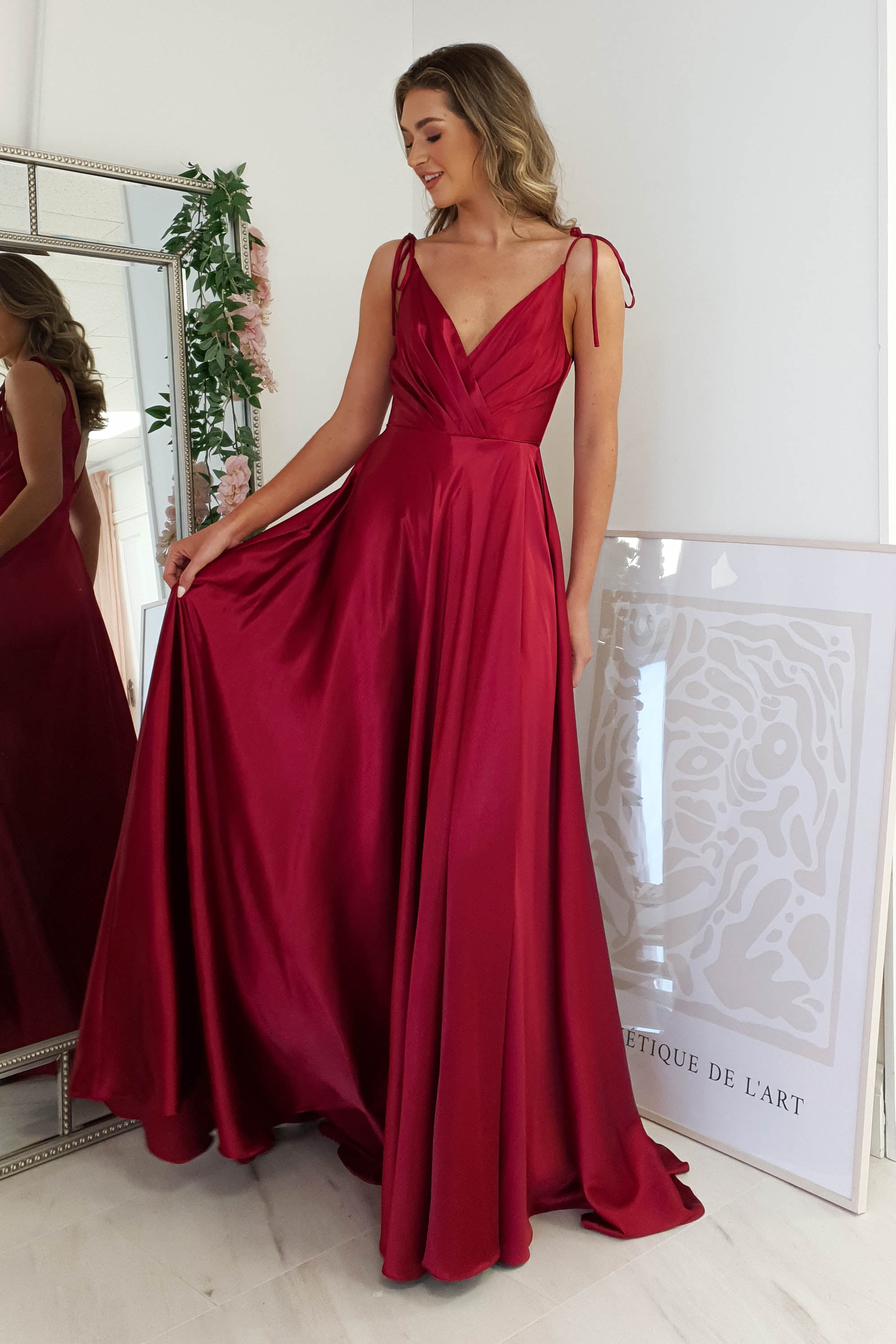 Rio Soft Satin Gown | Burgundy