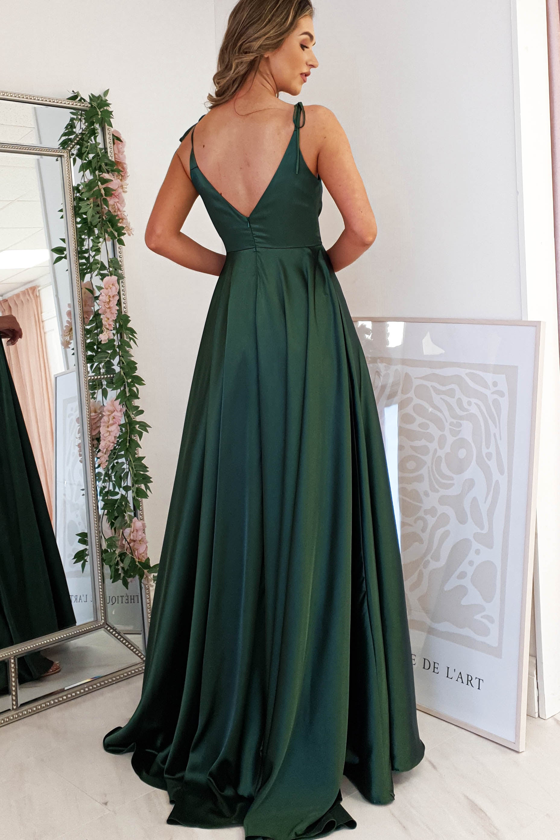 Rio Soft Satin Gown | Emerald Green