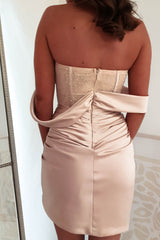 Sakina Satin Mini Dress | Light Gold