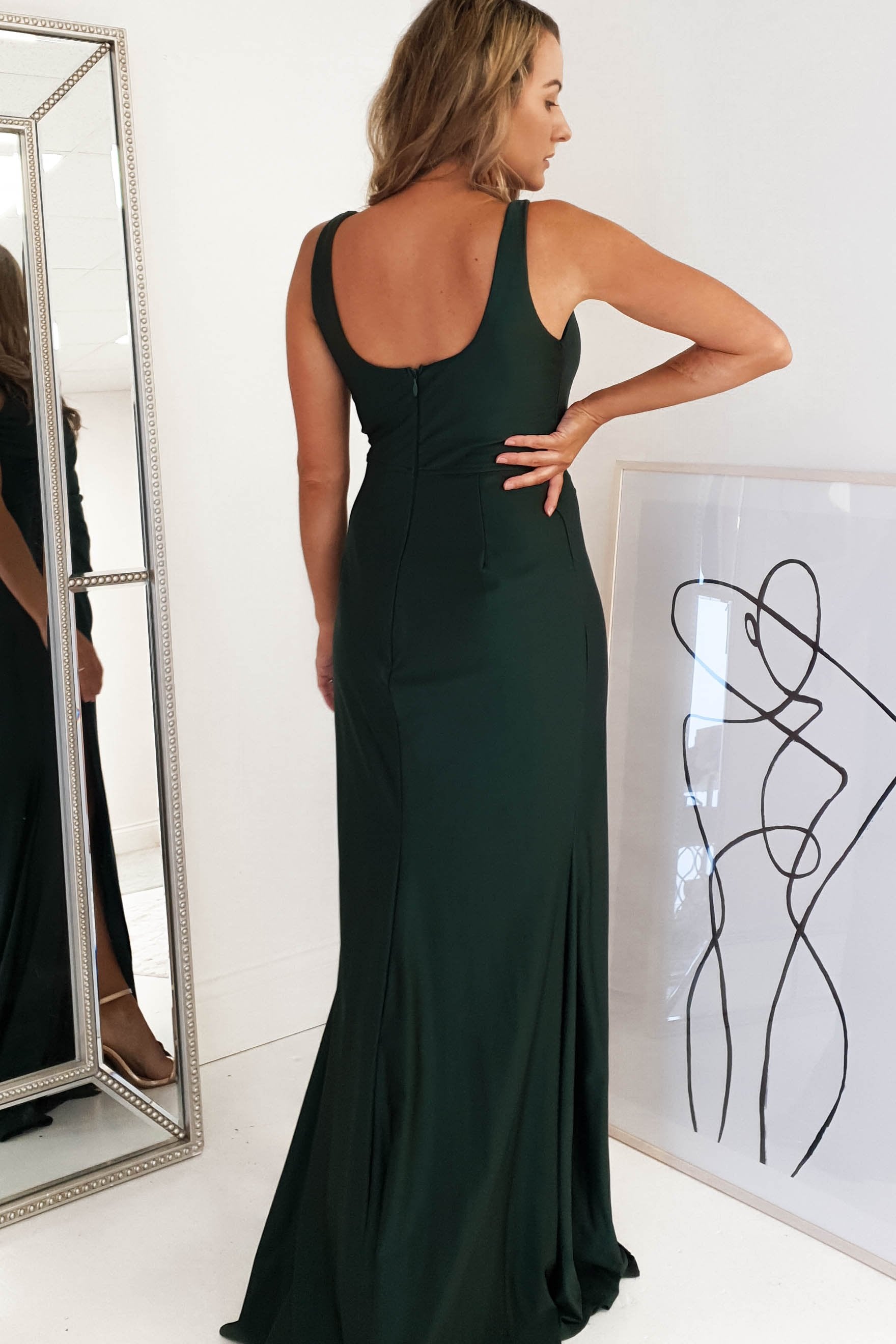 Sophia Stretchy Bodycon Gown | Forest Green