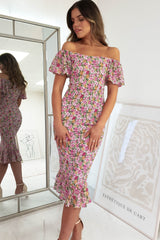 Tallulah Shirring Midi Dress | Mixed Print