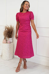 Winnie Polka Dot Midi Dress | Hot Pink