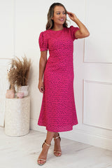 Winnie Polka Dot Midi Dress | Hot Pink